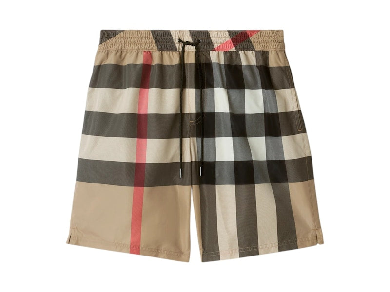 Burberry Check Drawcord Swim Shorts Archive Beige