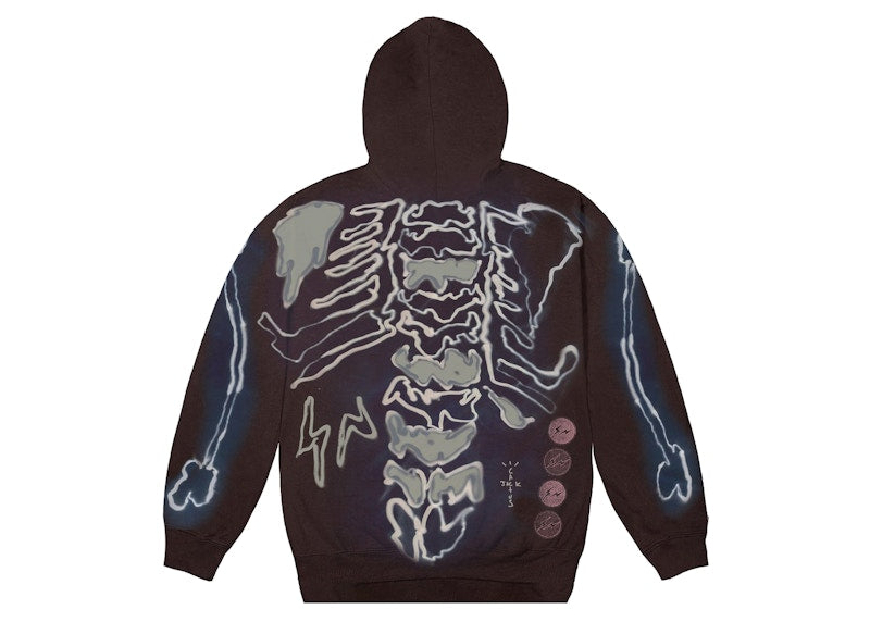 Travis Scott Cactus Jack For Fragment Skeleton Graffiti Full Zip Hoodie Multi