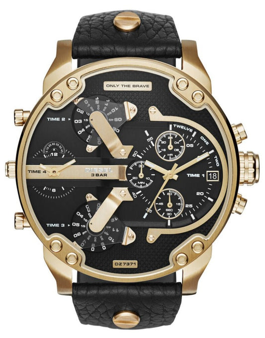 Diesel DZ7371 Mr. Daddy Chronograph Men's Watch - Black Dial & Black Leather Strap