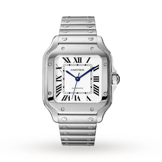 Santos de Cartier Medium Model Watch - 35mm, Steel, Silver Dial