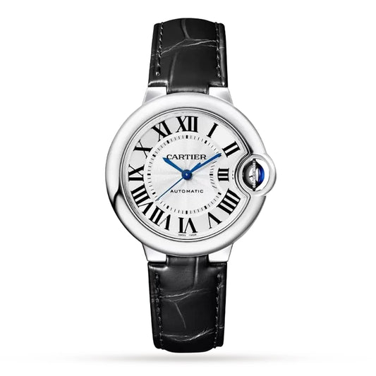 Ballon Bleu de Cartier 33 Watch - 33mm, Steel, Alligator Leather, Silver Dial