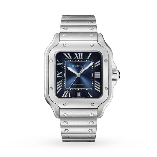 Santos de Cartier Large Model Watch - 40mm, Steel, Blue Dial