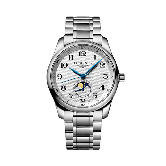 Longines Master Collection Moonphase 40mm Watch - Silver "Barleycorn" on Bracelet