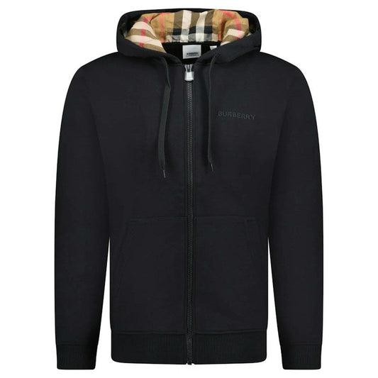 Burberry Hove Check Embroidery Logo Zip Hoodie Black