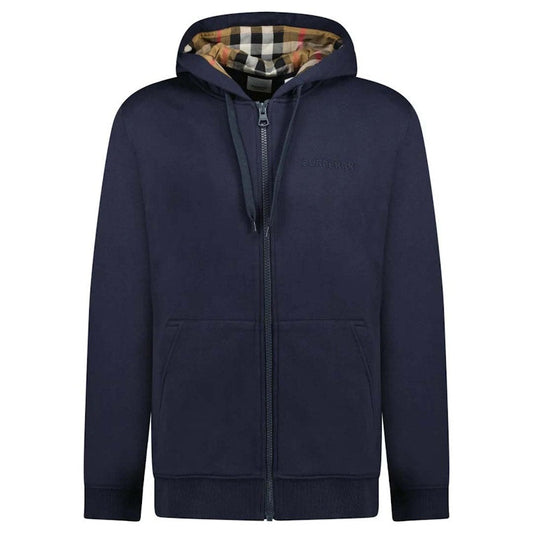 Burberry Hove Check Embroidery Logo Zip Hoodie Navy