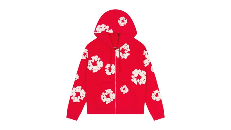 Denim Tears Cotton Wreath Zip Hoodie Red