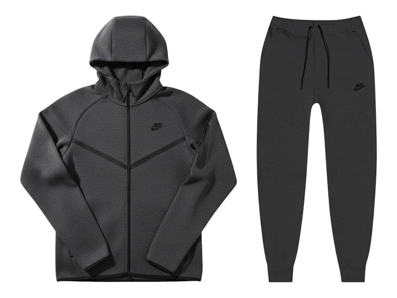 Nike Tech Fleece Windrunner Full Zip Hoodie & Jogger Set Black Heather/Black