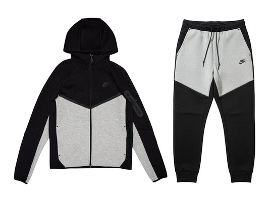 Nike Tech Fleece Windrunner Full Zip Hoodie & Jogger Set Dark Grey Heather/Black