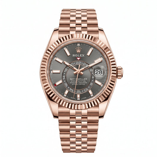 Rolex Sky Watch - Dweller 326935 Everose Gold "Grey Dial" Jubilee