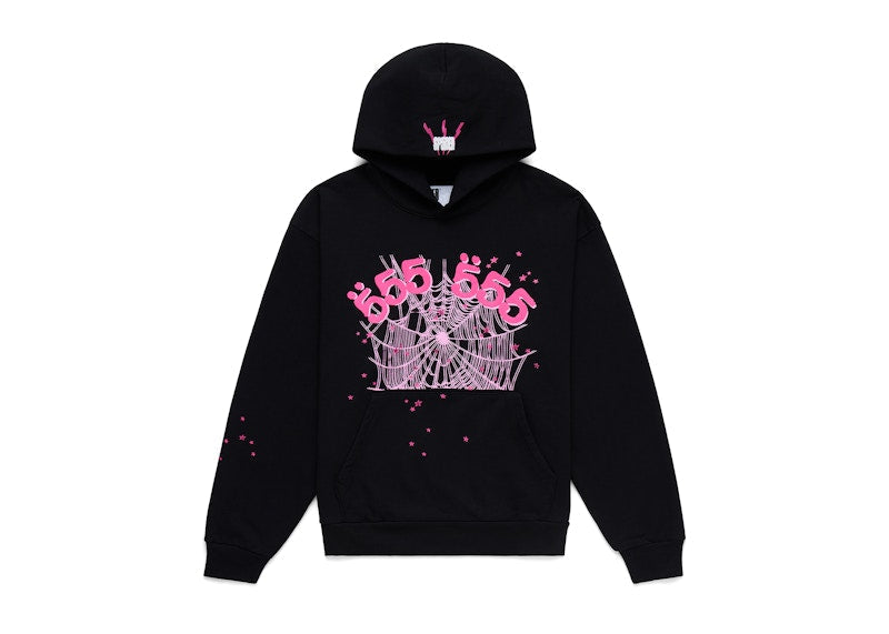 Sp5der Angel Number Hoodie Black