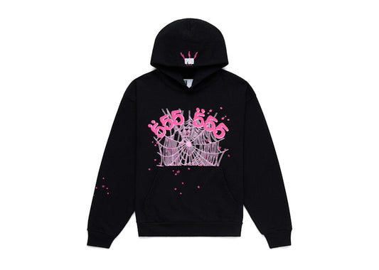Sp5der Angel Number Hoodie Black