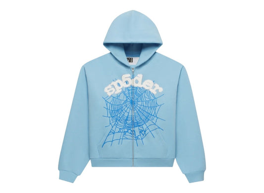Sp5der OG Web Zip Up Hoodie (SS26) Sky Blue