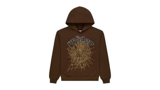 Sp5der Rhinestone OG Web Hoodie Brown