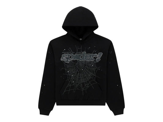 Sp5der Rhinestone Punk V2 Hoodie Black