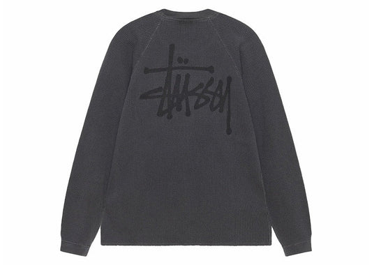Stussy Raglan Thermal L/S Crew Washed Black