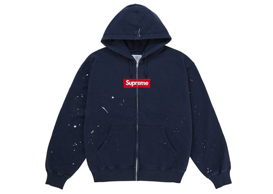 Supreme MM6 Maison Margiela Box Logo Zip Up Hooded Sweatshirt Navy
