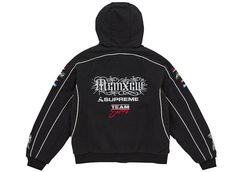 Supreme Racing Lined Zip Up Hooded Sweatshirt Black