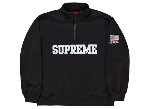 Supreme Shop Flag Half Zip Pullover Black
