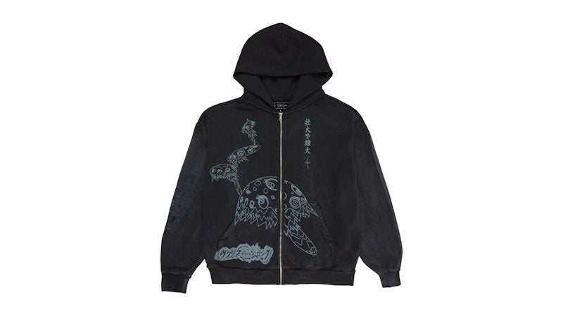 Travis Scott Cactus Jack x Fragment x Takashi Murakami Reborn Zip Hoodie Black