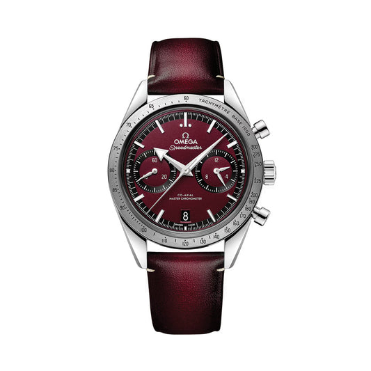 Omega Speedmaster '57 40.5mm Watch - Red on Leather Strap