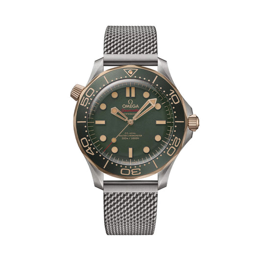 Omega Seamaster Diver 300M Titanium and Bronze Gold 42mm Watch - Green on Bracelet