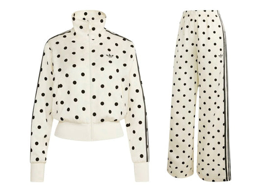 adidas Women's Satin Polka Dots TT Jacket/Pant Set Off White