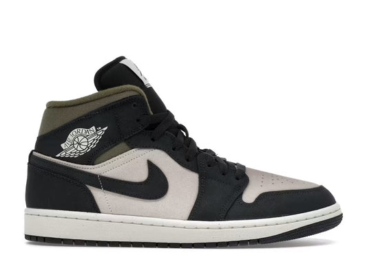 Used - Air Jordan 1 Mid SE Off Noir Medium Olive - US M 11 - catalog main image