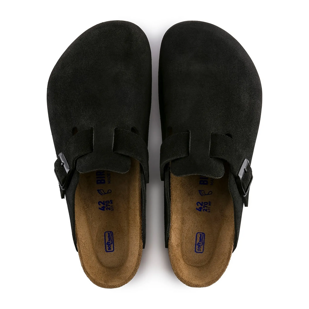 Birkenstock Boston Suede Flat Sandals Black - Women's
