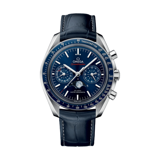 Omega Speedmaster Moonphase Moonphase Chronograph 44.25mm Watch - Blue on Leather Strap